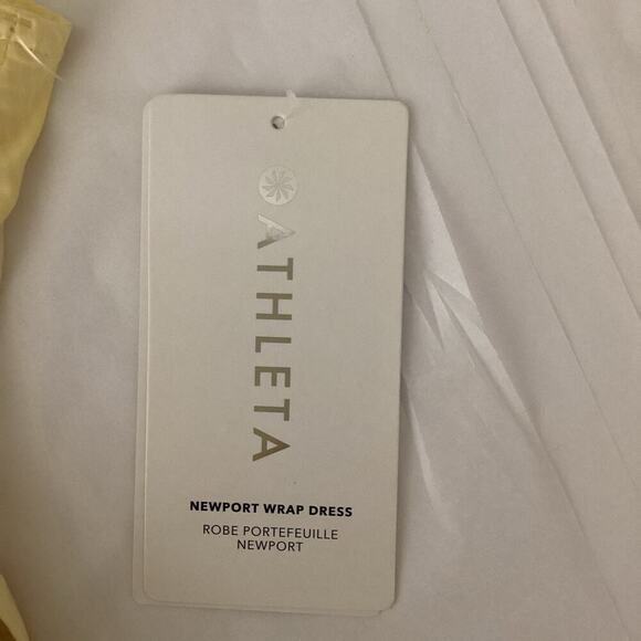 Athleta Newport Wrap Dress City Stripe Lunaria Yellow Size 3X NWT Pockets Summer - Picture 5 of 11